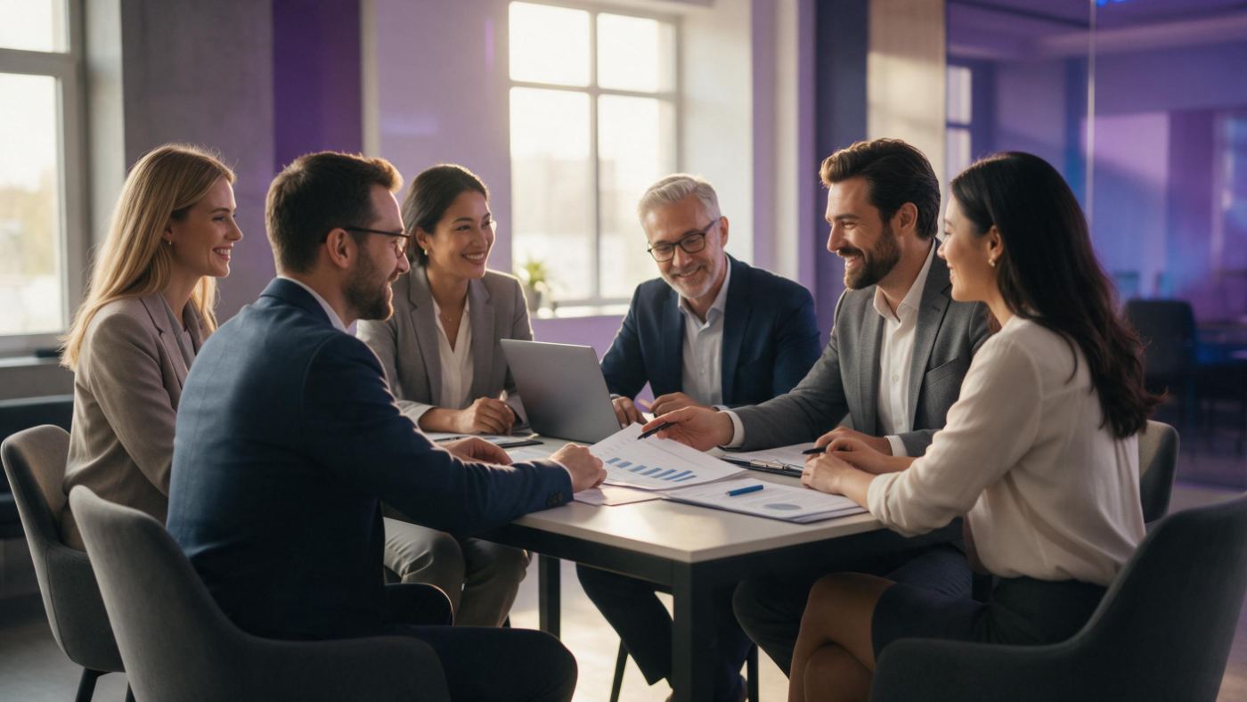 Business owners meeting in a modern office